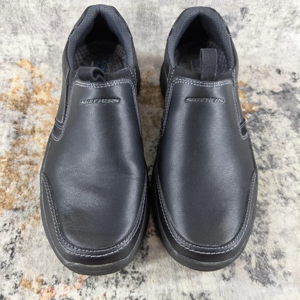 Skechers Expended Margo Slip On Shoes Men 8 Black Leather Comfort Dad Orthopedic